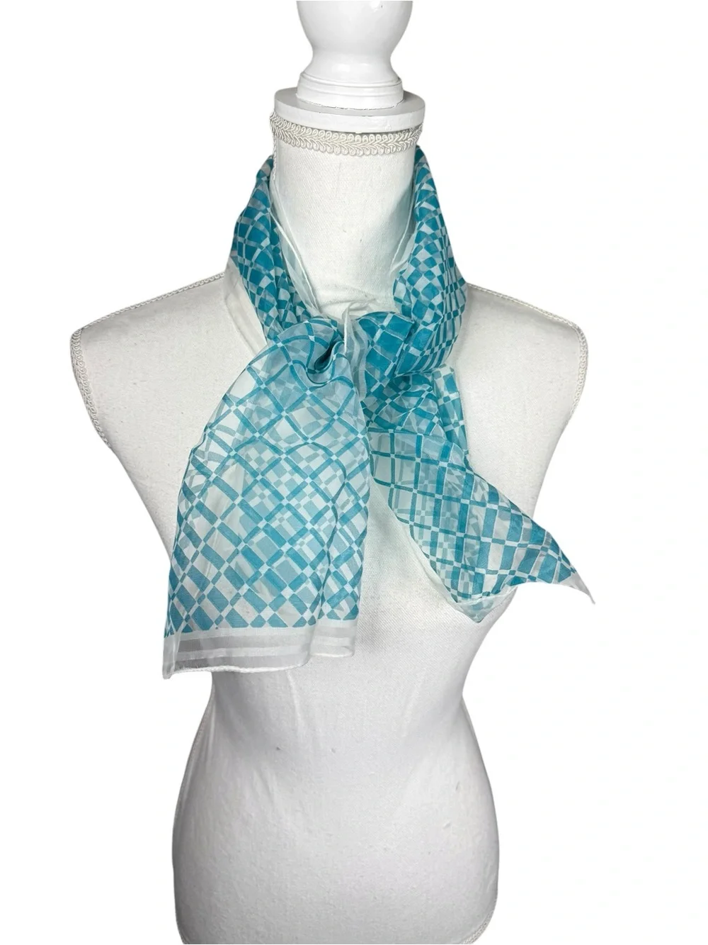 Light Blue Geometric Scarf